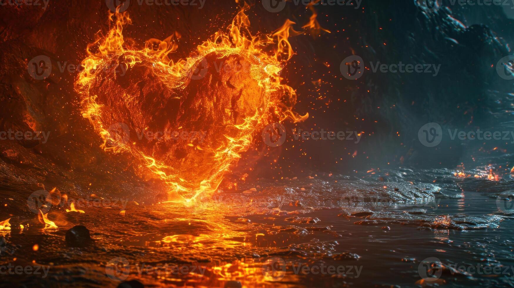 AI generated Fiery Love A Heart Aflame photo