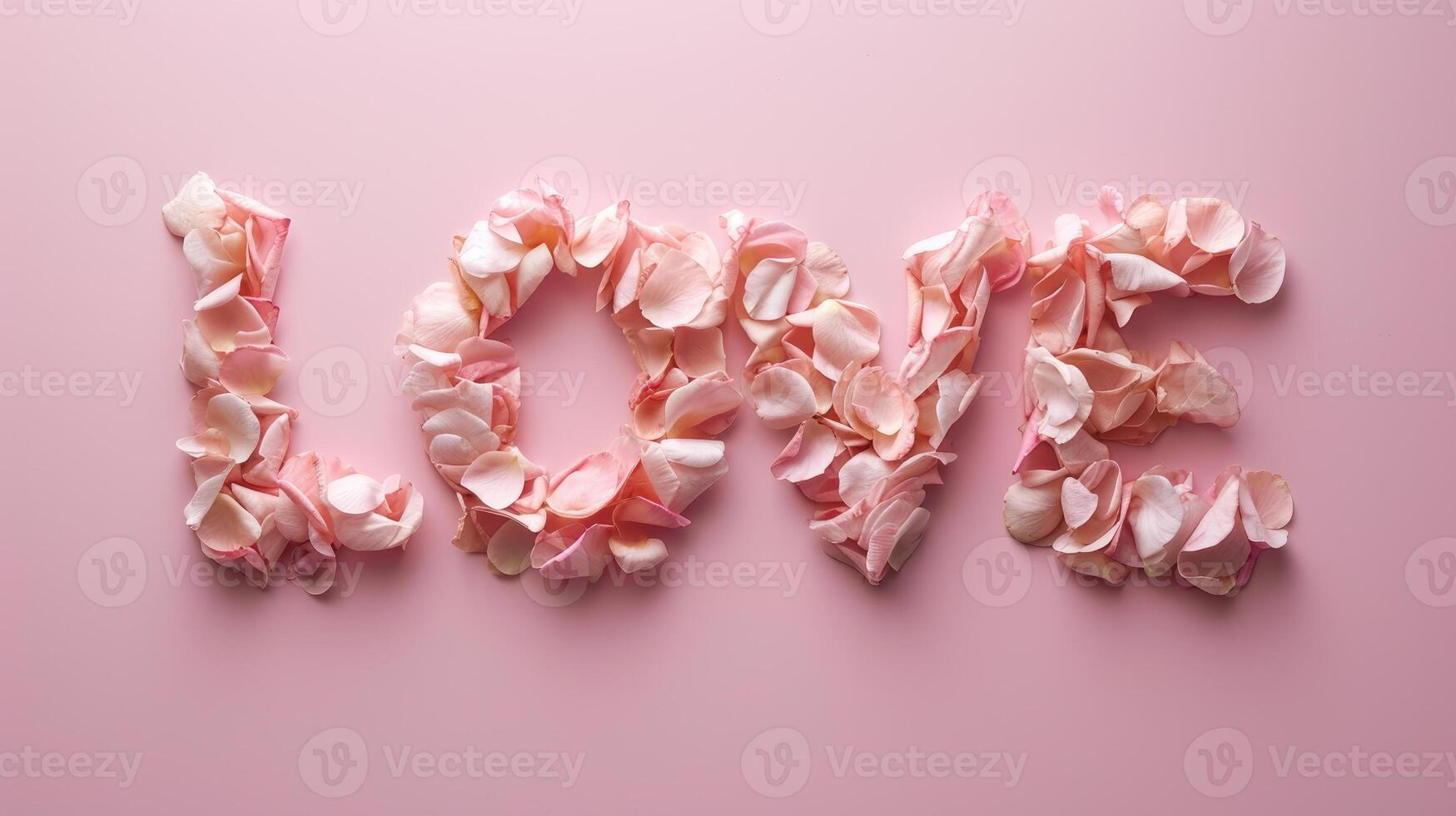 AI generated Petal Love Rose Petals Forming Word 'LOVE photo