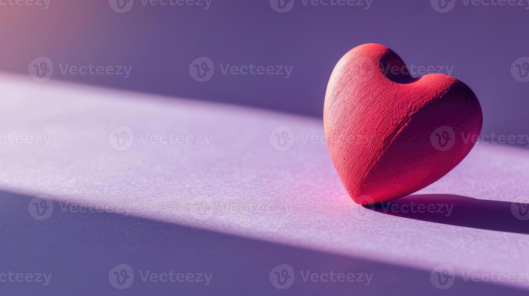 AI generated Love's Shadow Red Heart on Purple Gradient photo