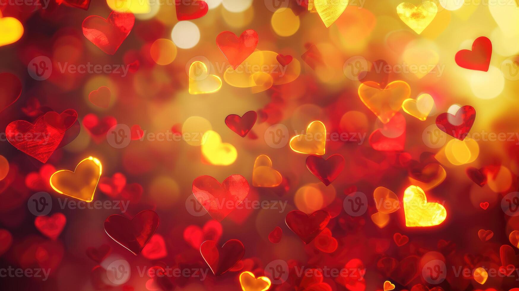 AI generated Glowing Hearts Bokeh Background photo