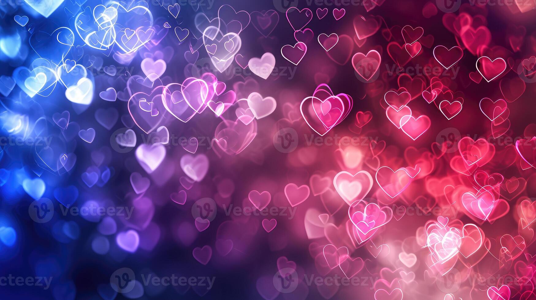 AI generated Abstract Heart Lights Bokeh Background photo