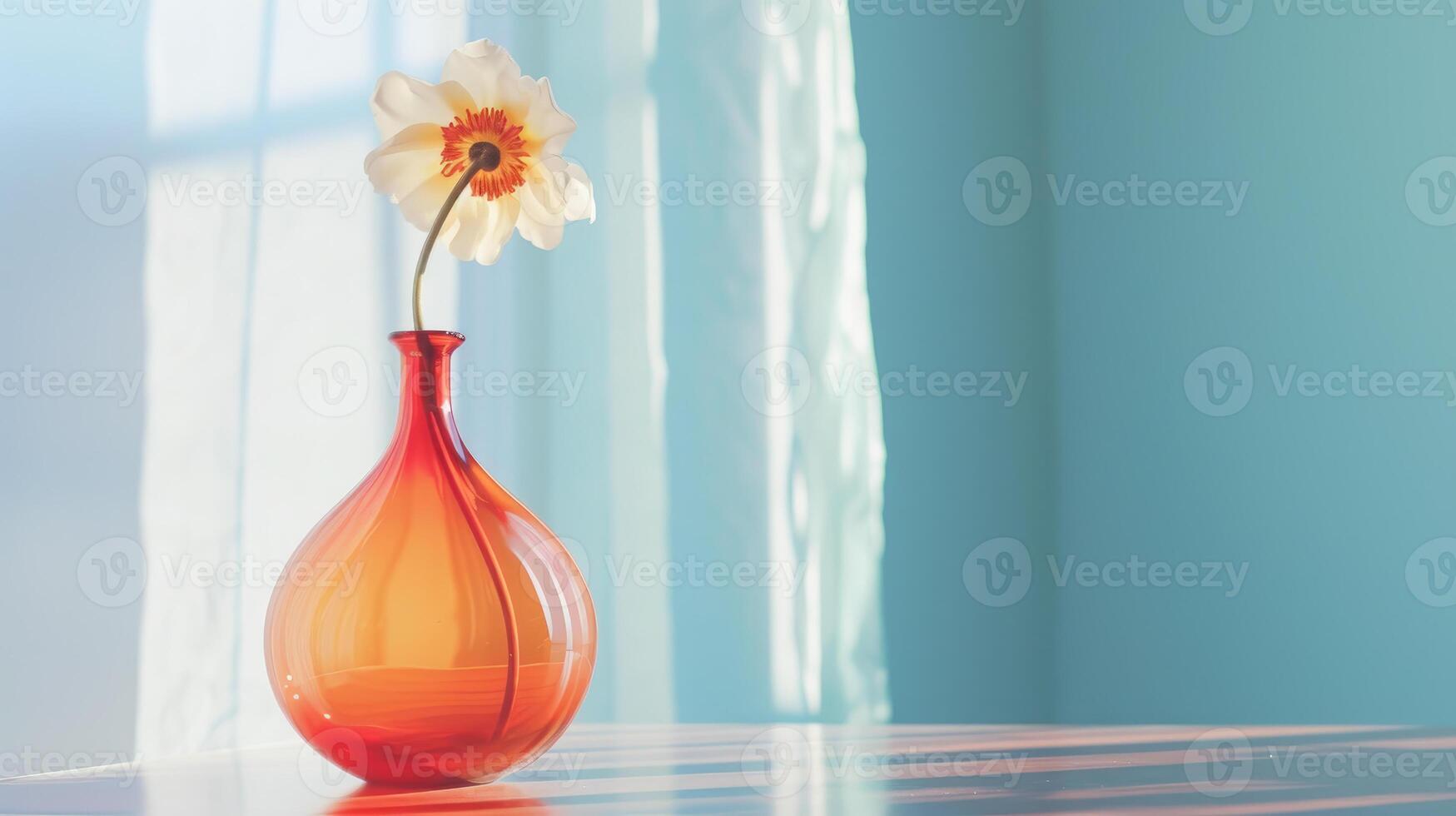 AI generated Solitary Bloom in Sunlit Vase photo