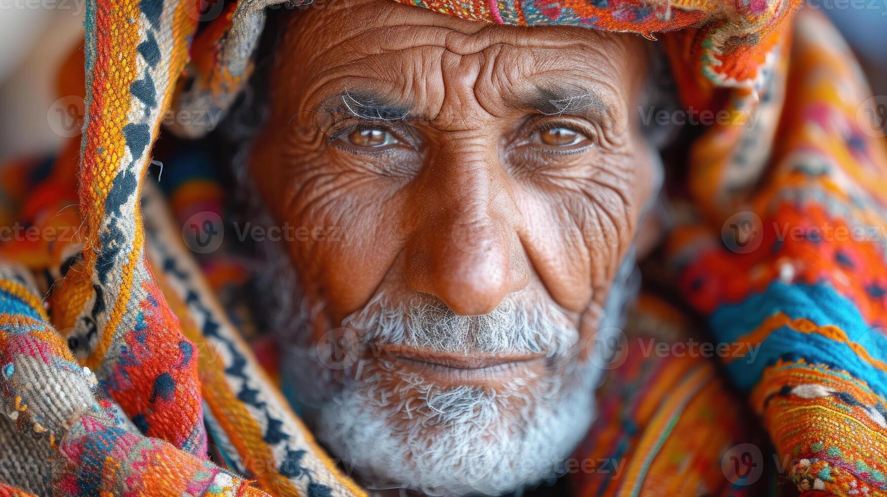 AI generated Portrait of a arab old man in Sanaa, Yemen. photo