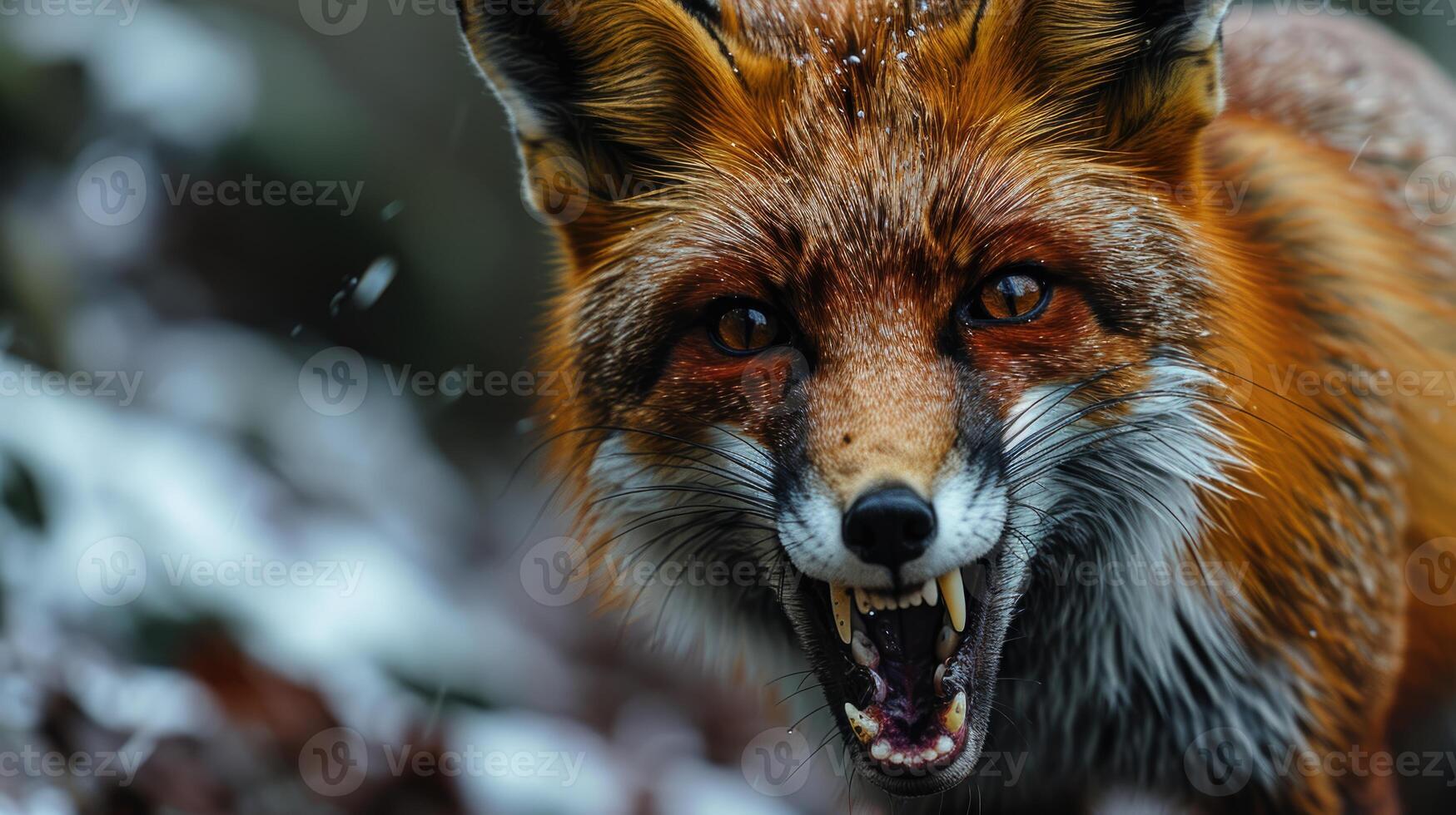 AI generated Close-up of a red fox, animal rabies. photo