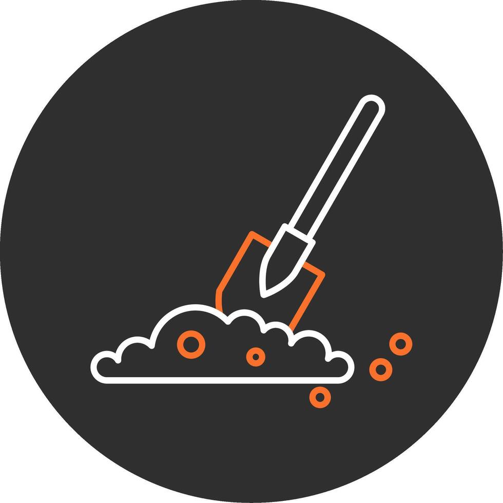 Shovel In Soil Blue Filled Icon vector