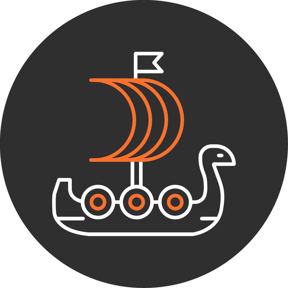 Viking Ship Blue Filled Icon vector