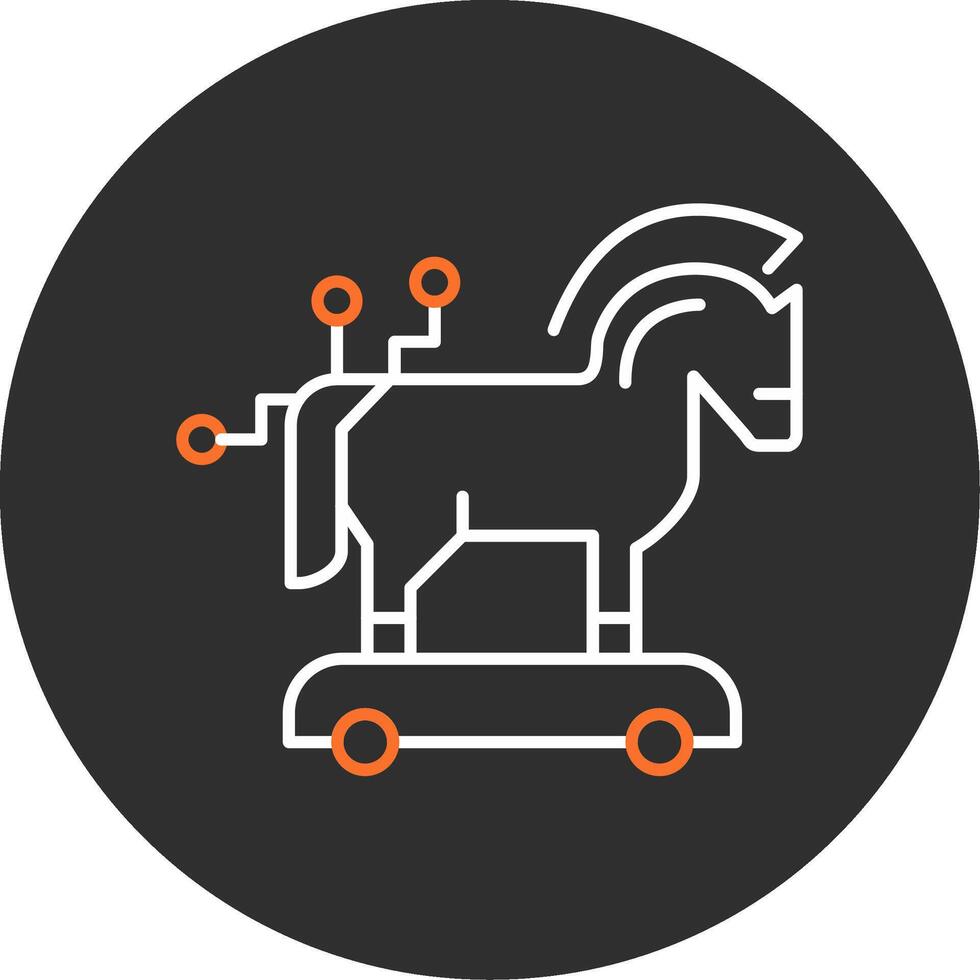 troyano caballo azul lleno icono vector