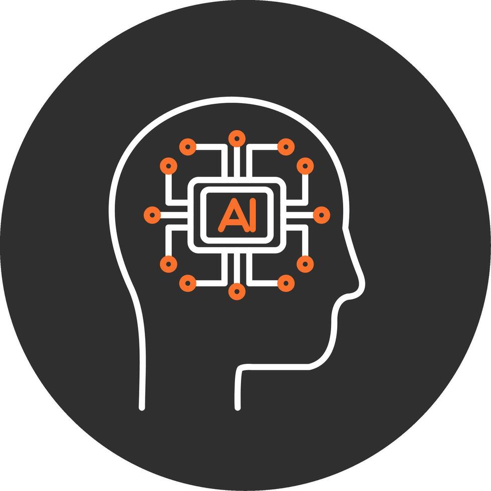 Artificial Intelligence Blue Filled Icon vector