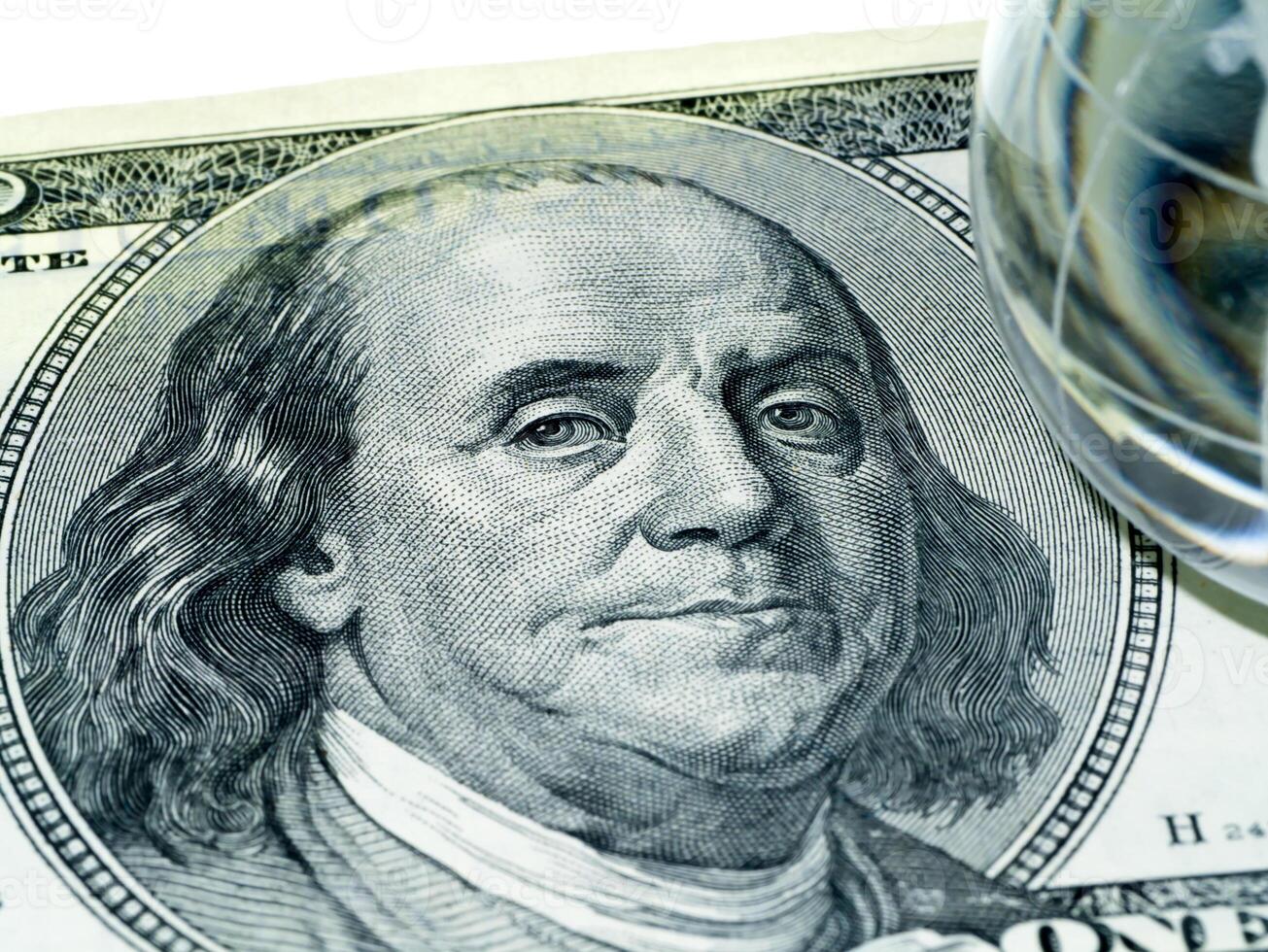 close up of face on dollar money. photo