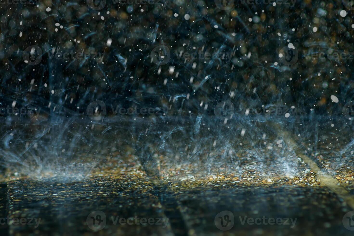 Rain fall on the ground in rains season. photo