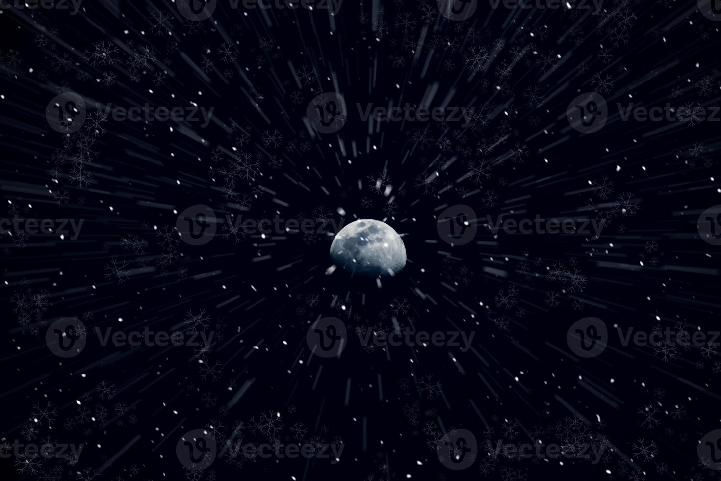 Night sky with abstract snow fall photo