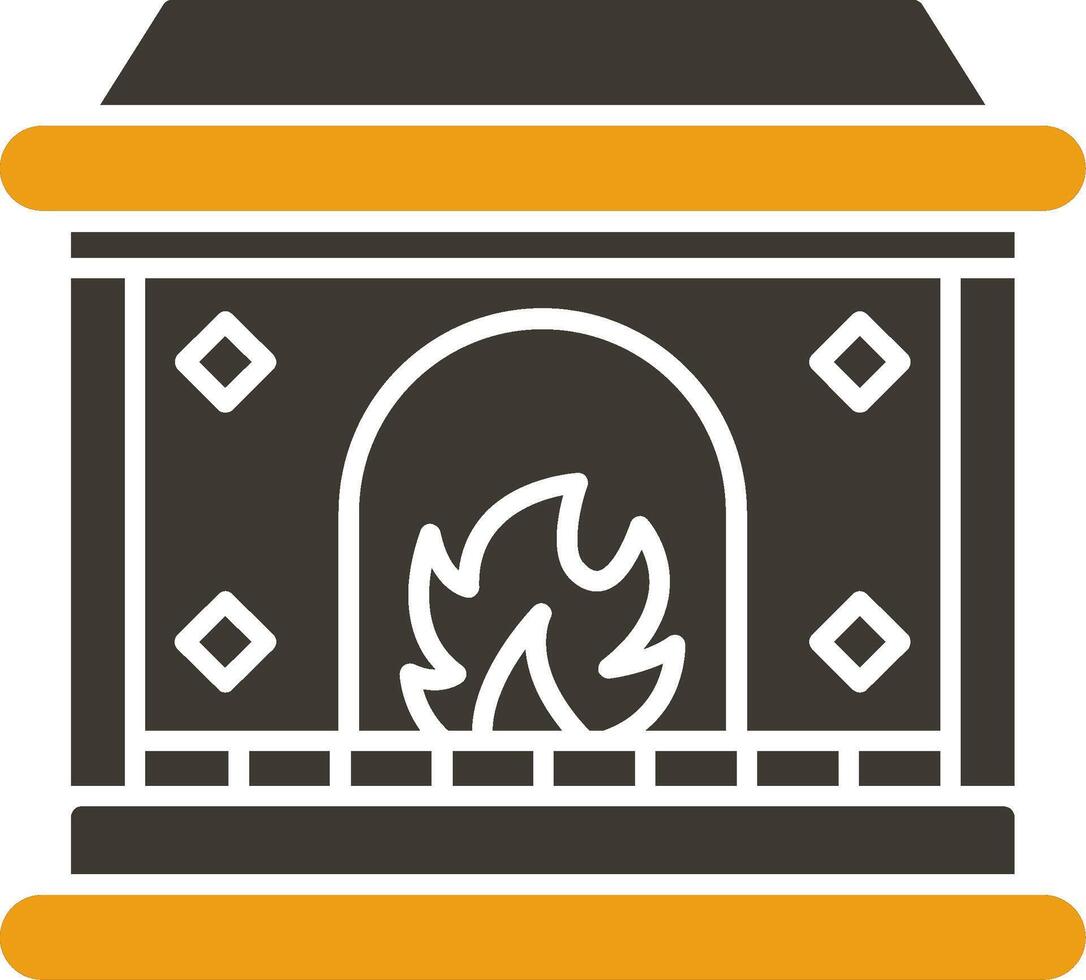 Fireplace Glyph Two Colour Icon vector