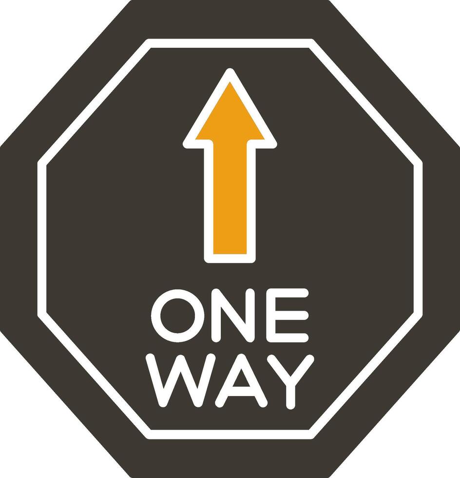 One Way Glyph Two Colour Icon vector