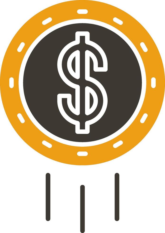 Dollar Coin Glyph Two Colour Icon vector