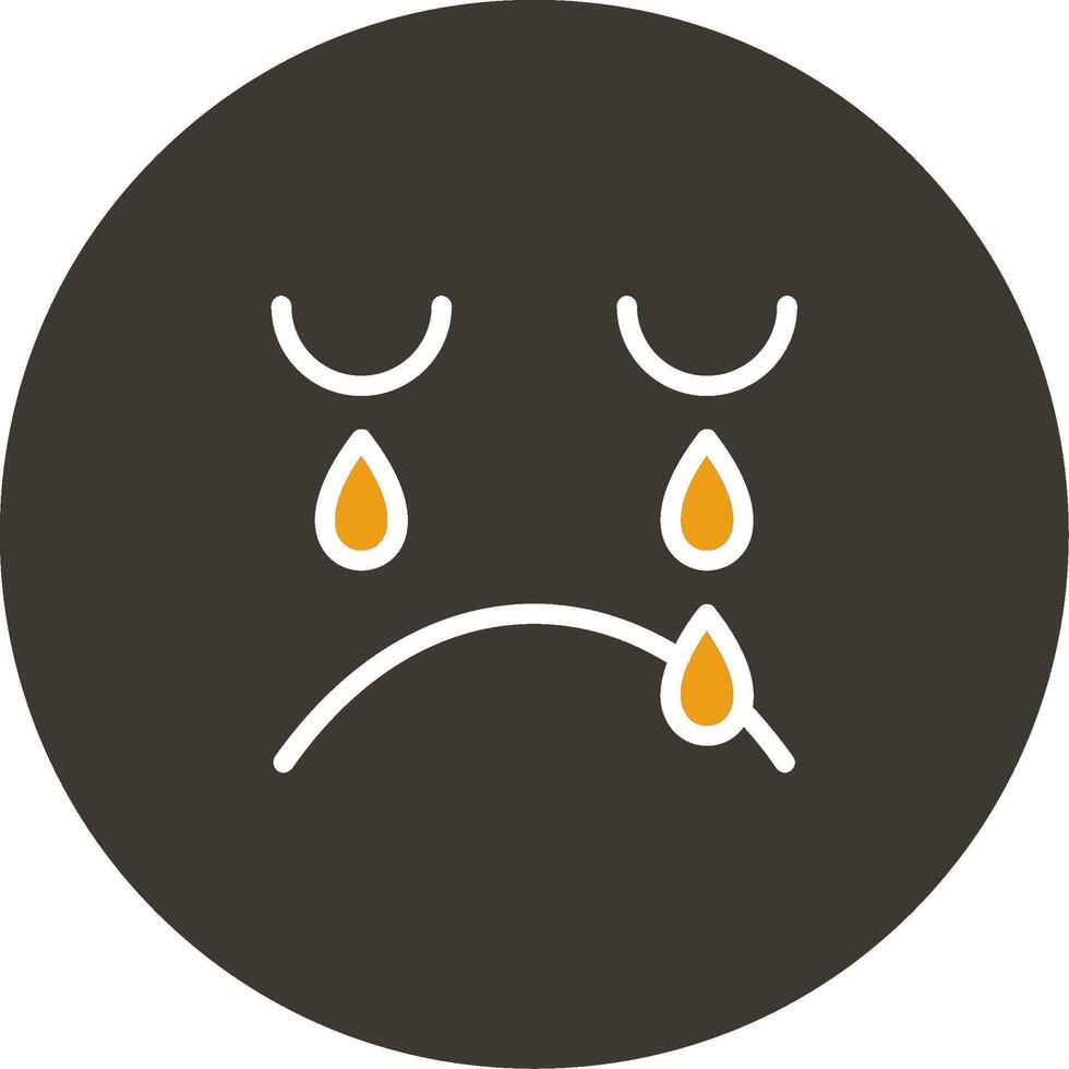 Crying Glyph Two Colour Icon vector