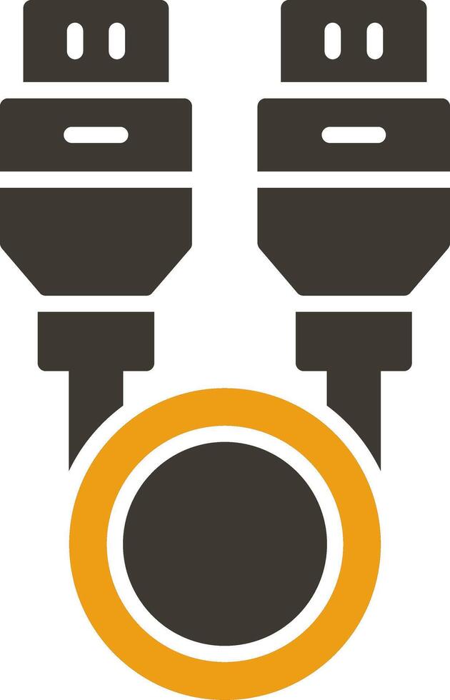 Usb Cable Glyph Two Colour Icon vector