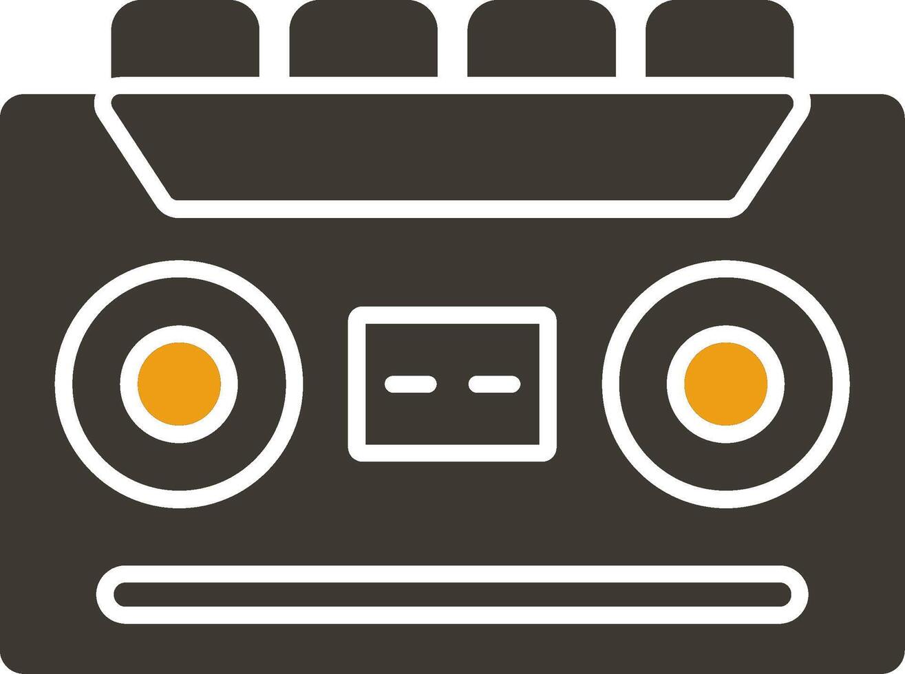 Cassette Recorder Glyph Two Colour Icon vector