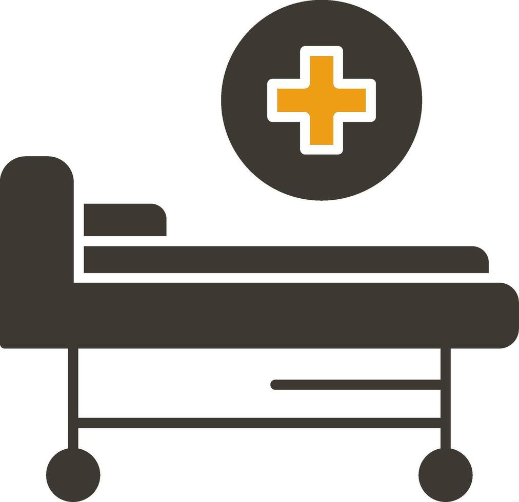 hospital cama glifo dos color icono vector