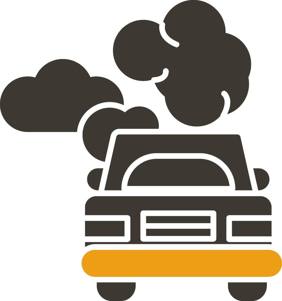 coche contaminación glifo dos color icono vector