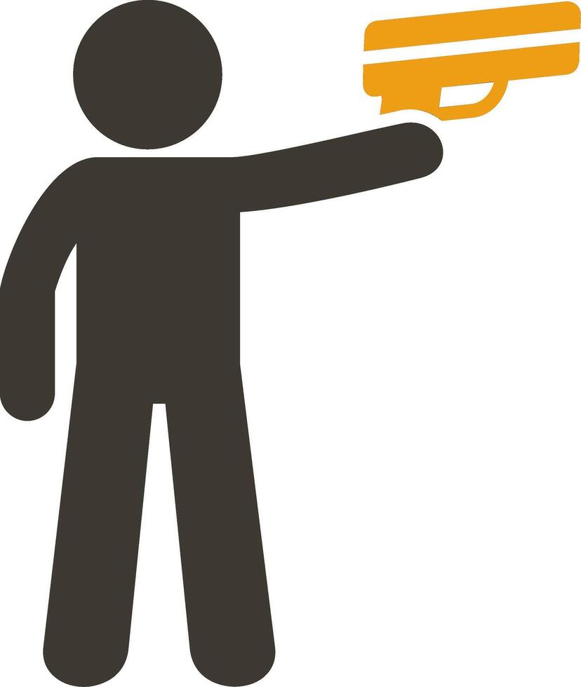 Policeman Holding Gun Glyph Two Colour Icon vector