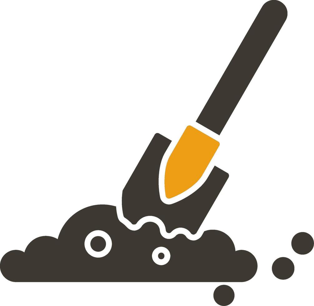 Shovel In Soil Glyph Two Colour Icon vector
