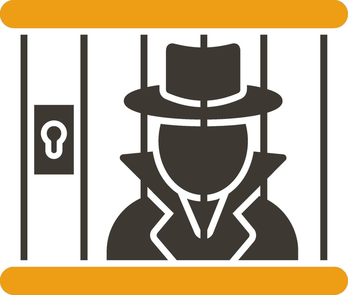 Criminal behind bars Glyph Two Colour Icon vector