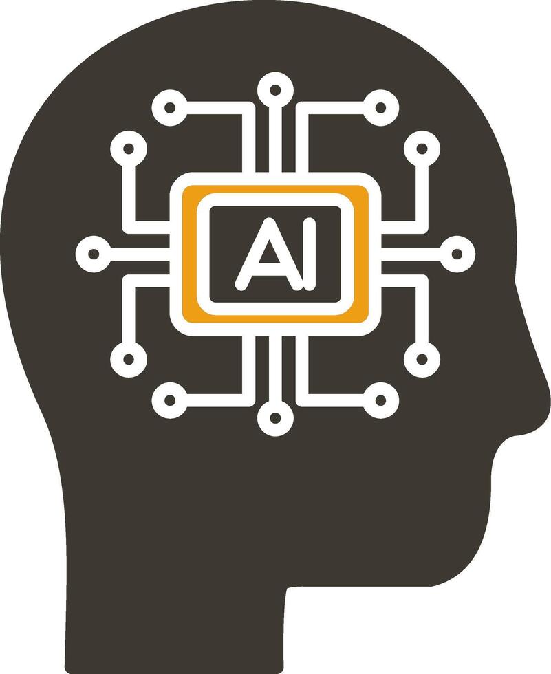 Artificial Intelligence Glyph Two Colour Icon vector