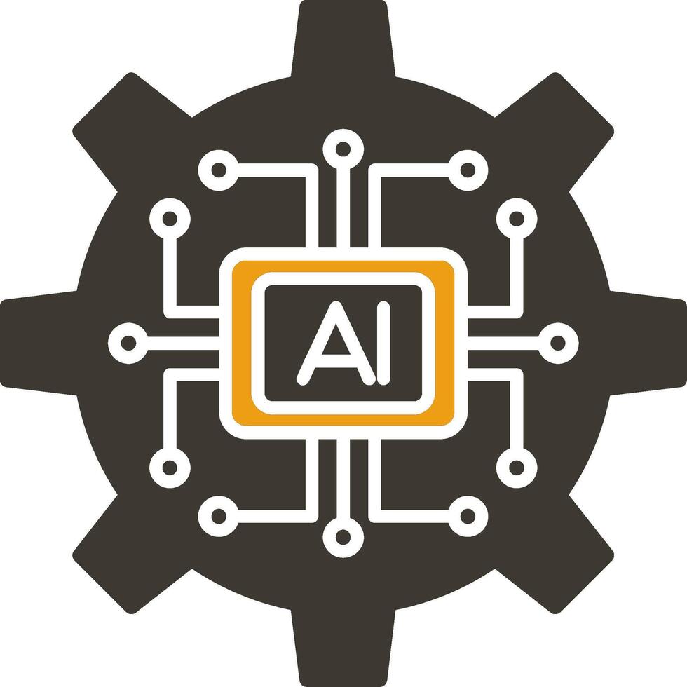 Artificial Intelligence Glyph Two Colour Icon vector