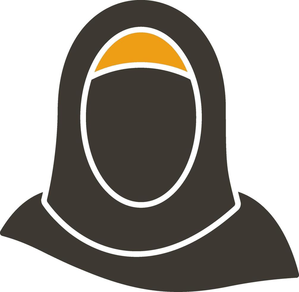 hijab glifo dos color icono vector