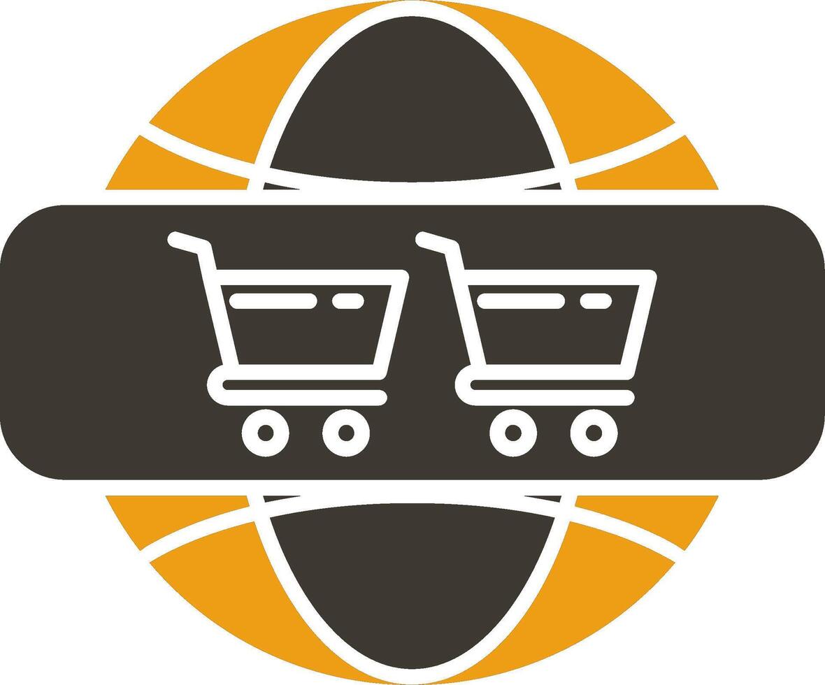 en línea compras glifo dos color icono vector