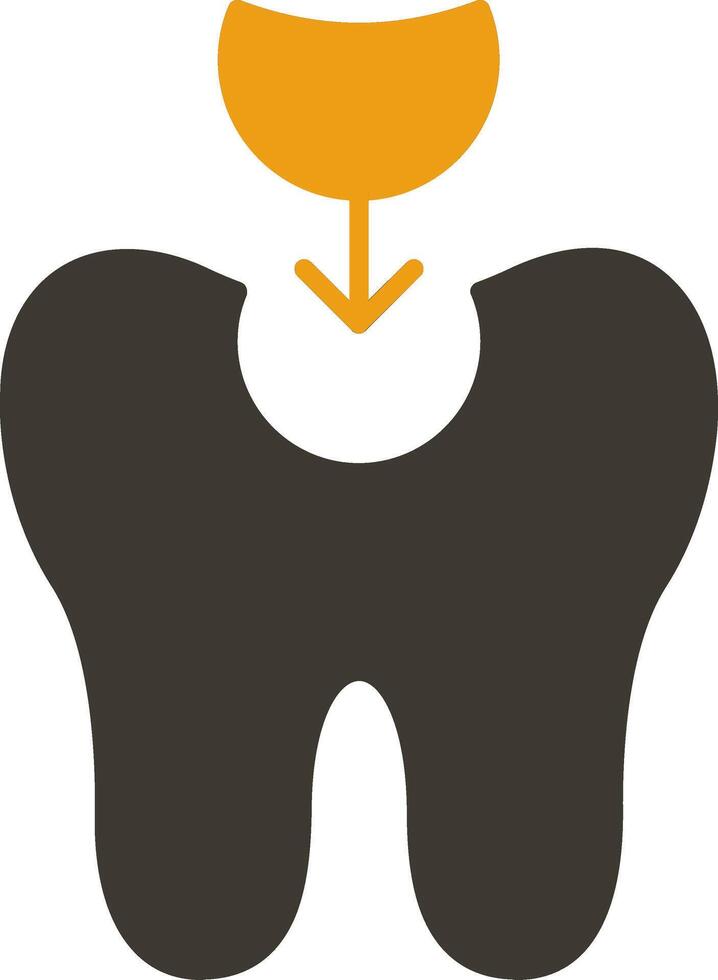 diente relleno glifo dos color icono vector