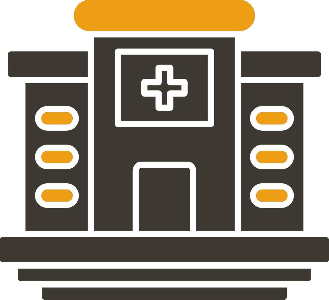 hospital glifo dos color icono vector