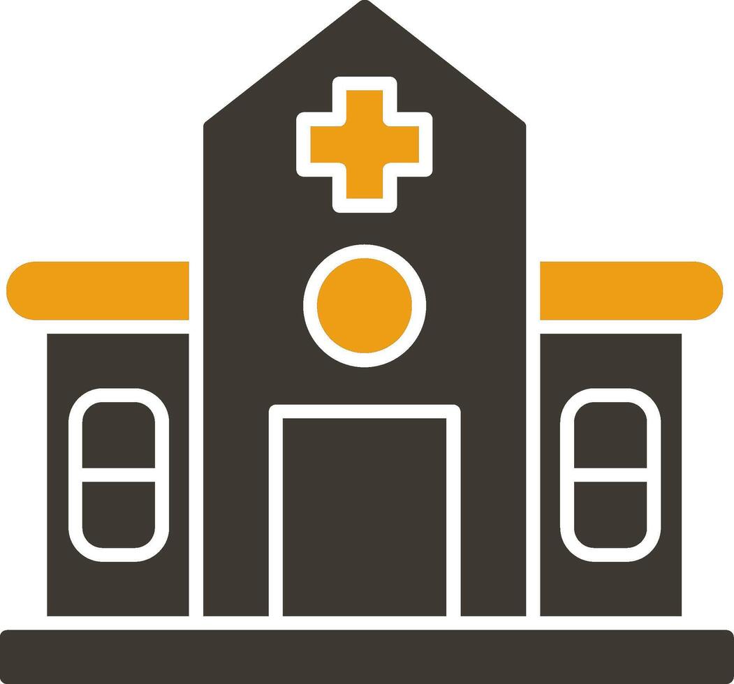 hospital glifo dos color icono vector