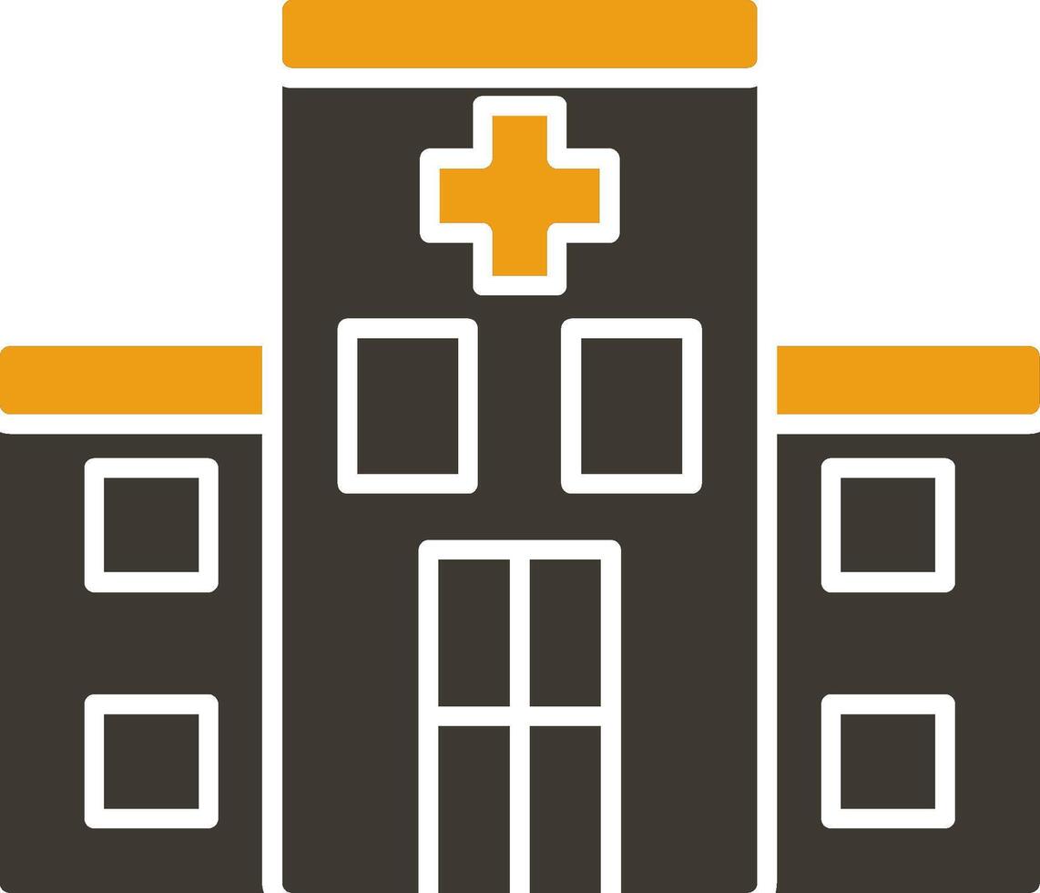 hospital glifo dos color icono vector