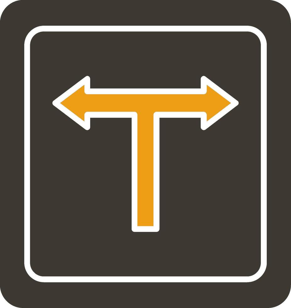 T Junction Glyph Two Colour Icon vector