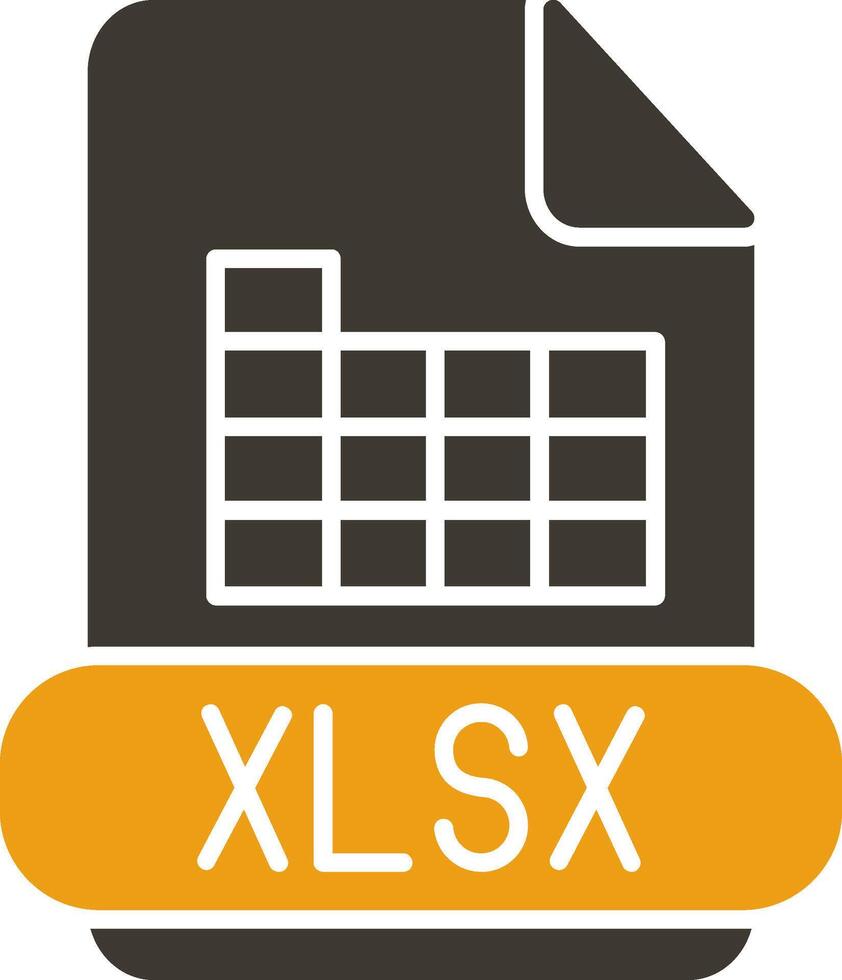 xlsx glifo dos color icono vector