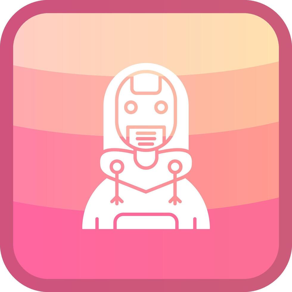 Robot Glyph Squre Colored Icon vector