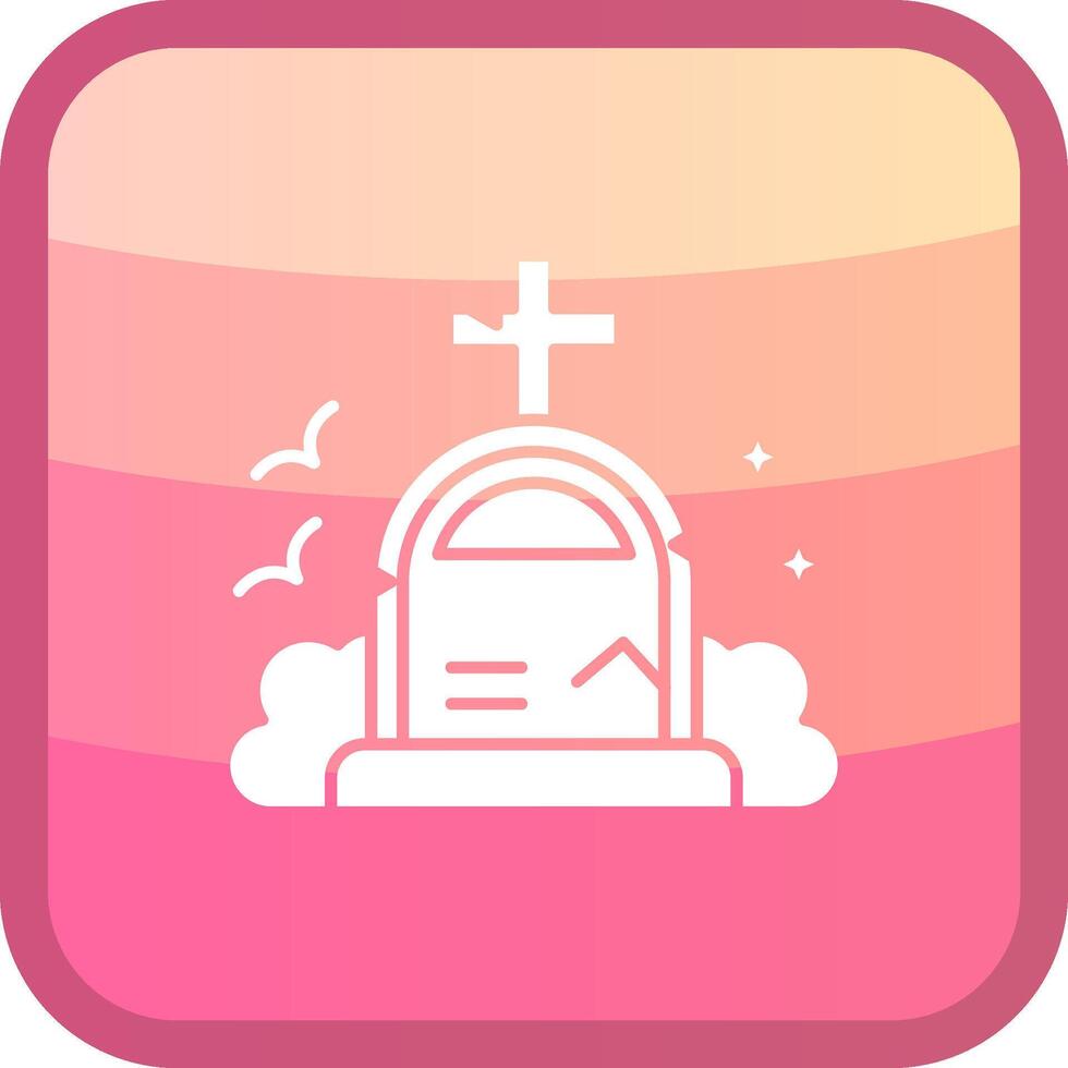 Grave Glyph Squre Colored Icon vector