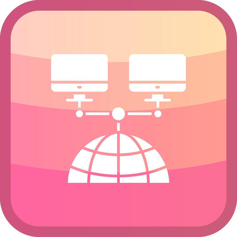 Network Glyph Squre Colored Icon vector