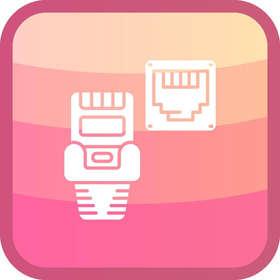 Ethernet Glyph Squre Colored Icon vector