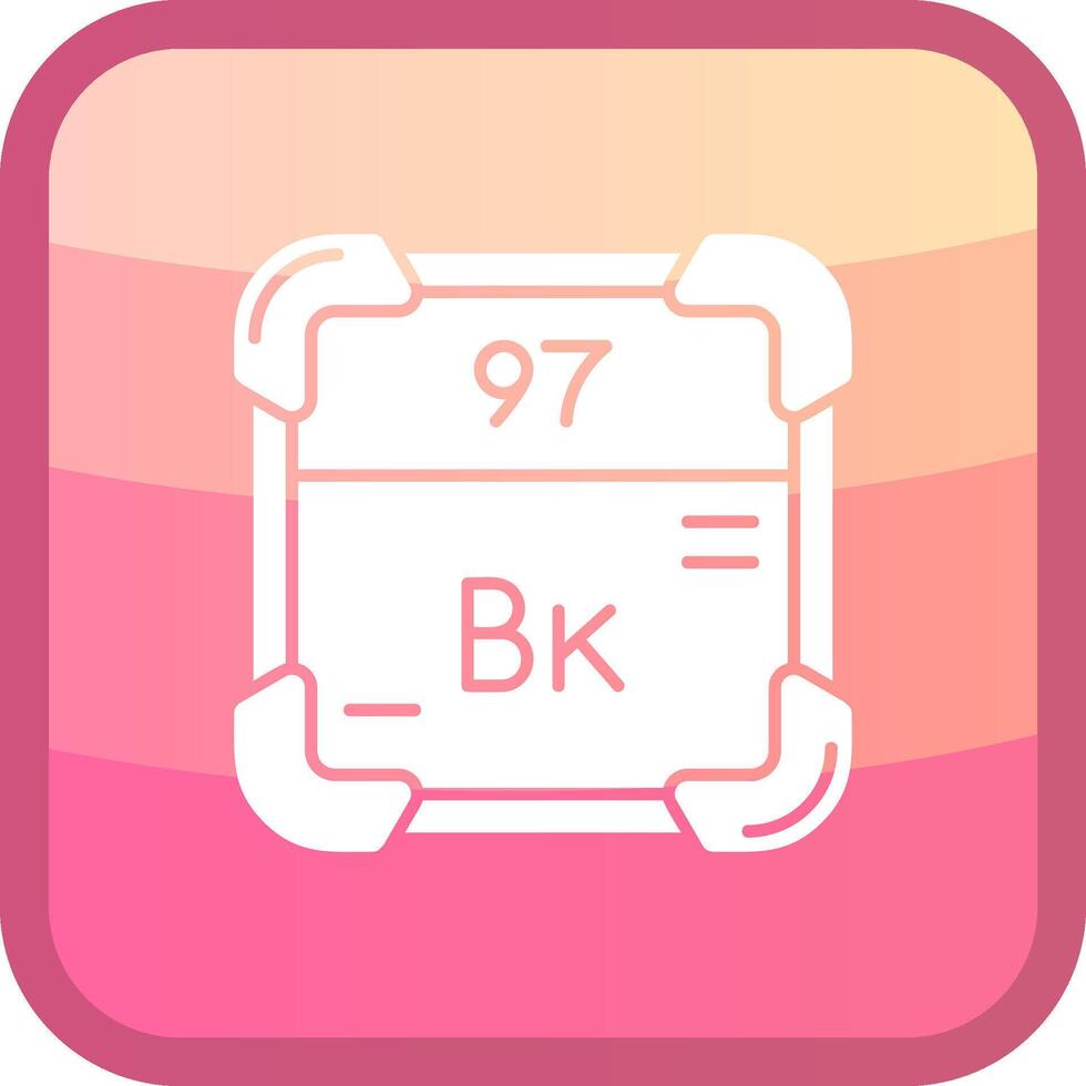 Berkelium Glyph Squre Colored Icon vector