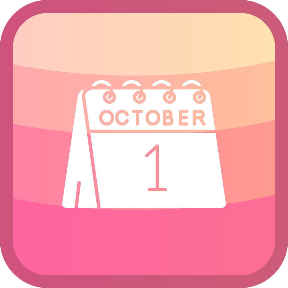 Primero de octubre glifo cuadrar de colores icono vector