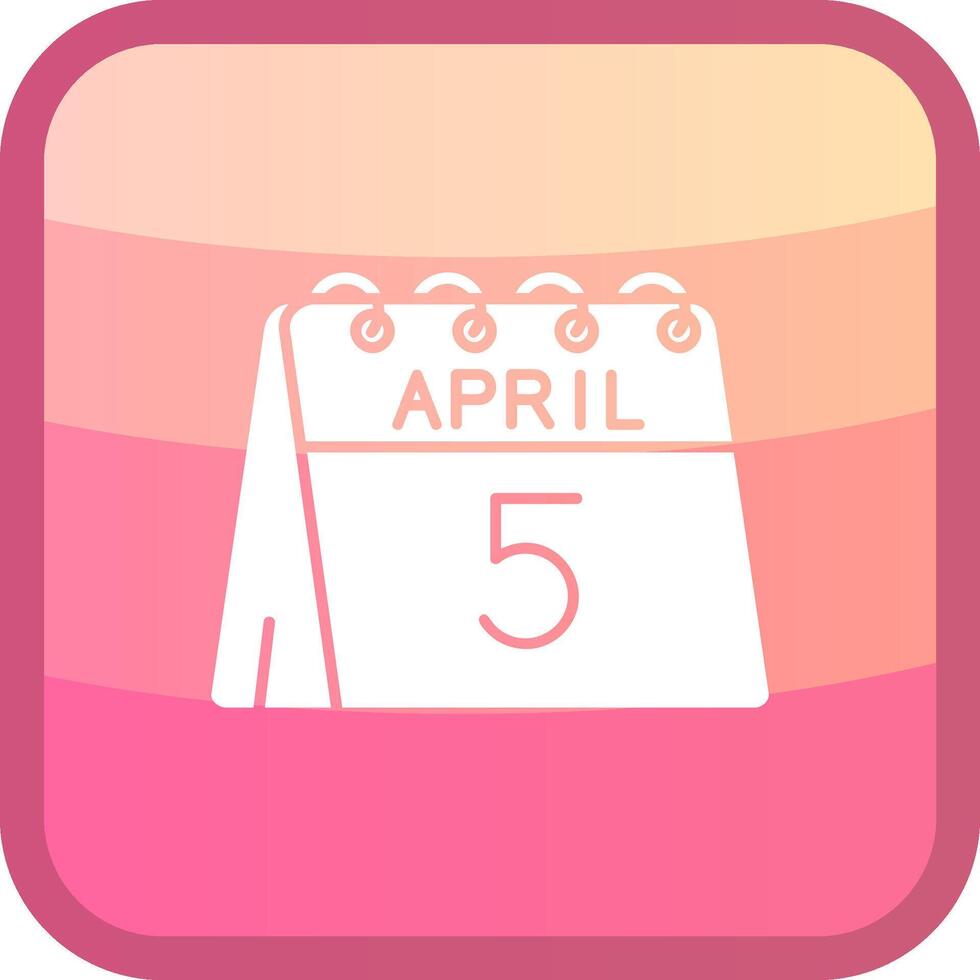 5th of April Glyph Squre Colored Icon vector