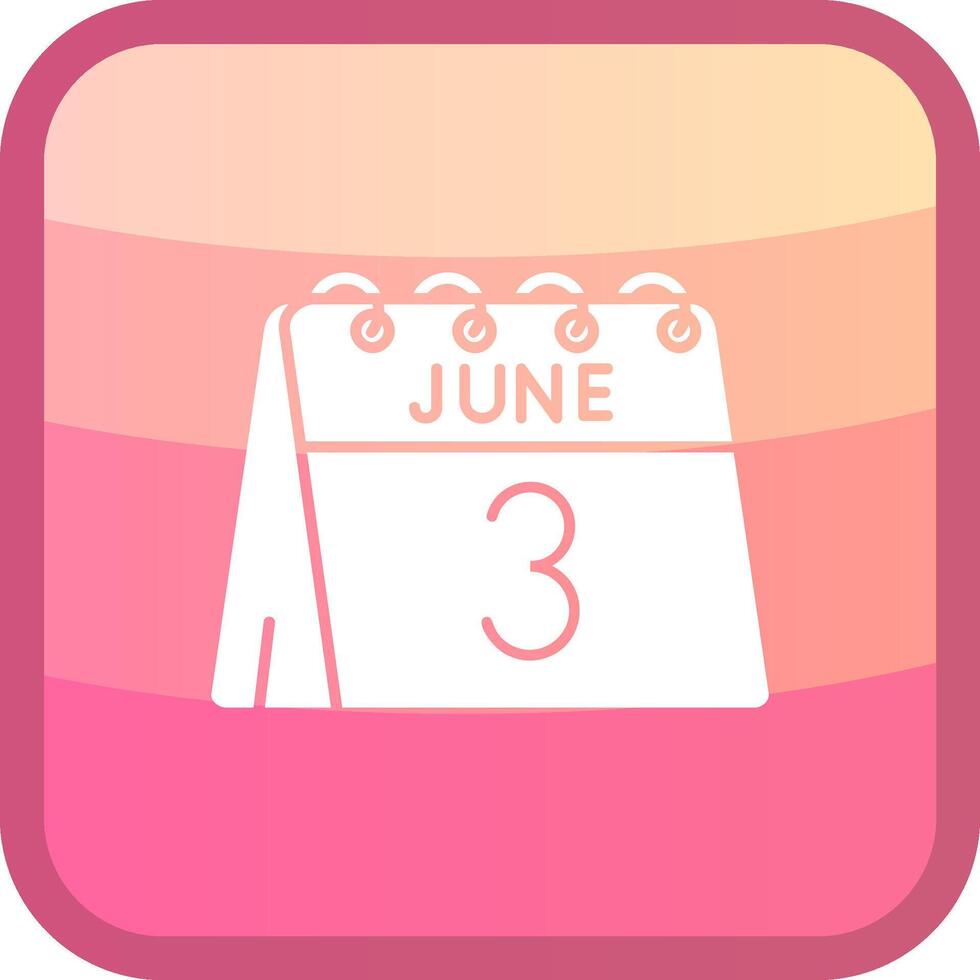 3ro de junio glifo cuadrar de colores icono vector