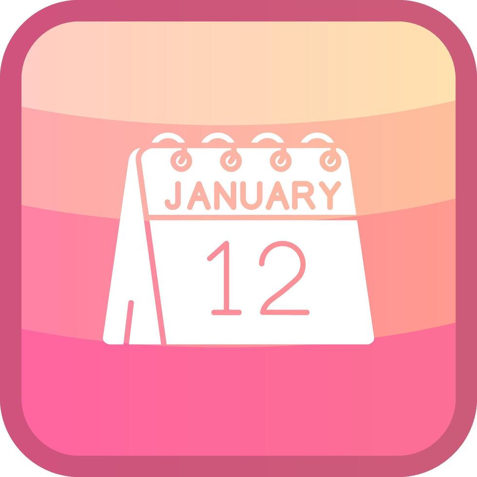 12th of January Glyph Squre Colored Icon vector