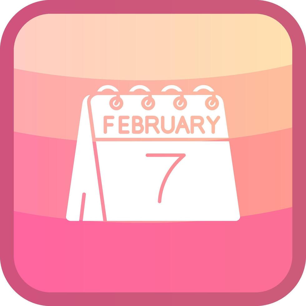 7mo de febrero glifo cuadrar de colores icono vector