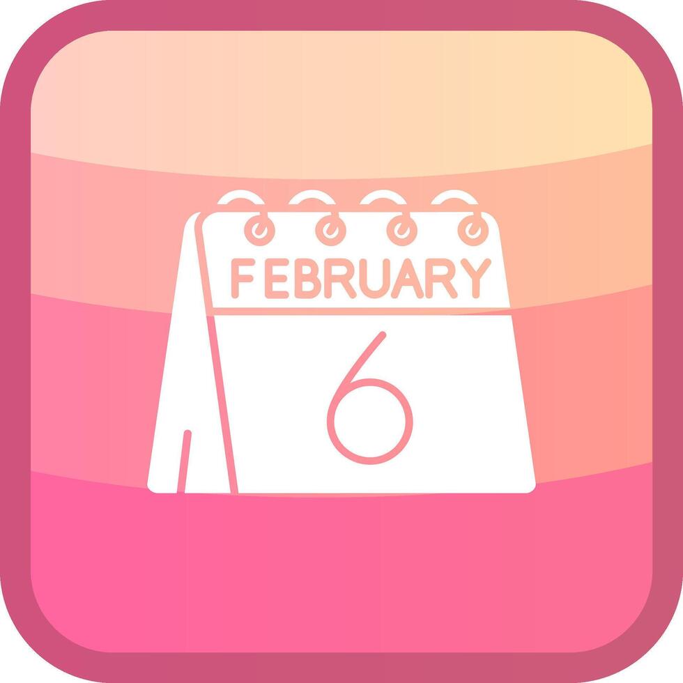 6to de febrero glifo cuadrar de colores icono vector