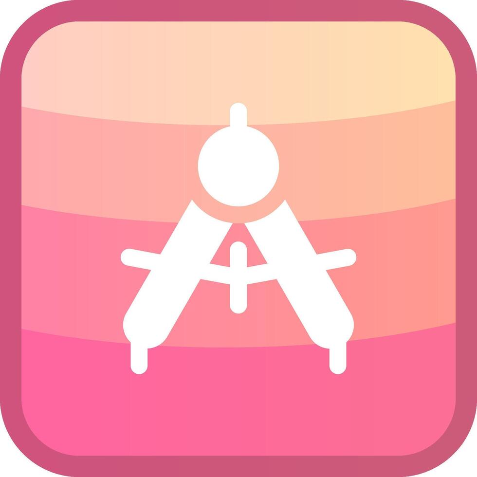Drawing compass Glyph Squre Colored Icon vector