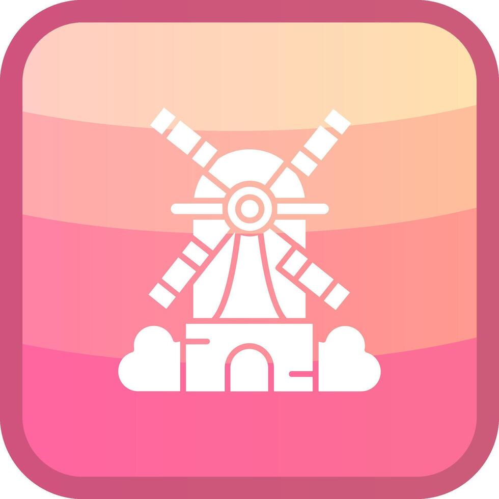 Windmill Glyph Squre Colored Icon vector