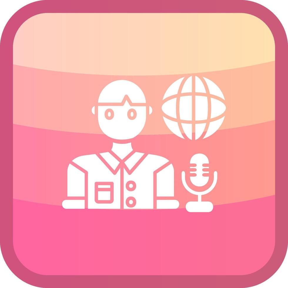 Broadcaster Glyph Squre Colored Icon vector